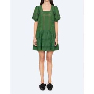 NEW SEA lace short sleeve dress in green franca